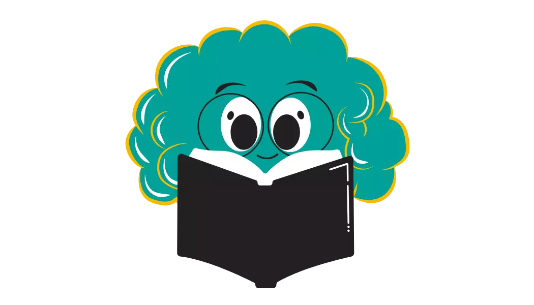 Nuage souriant tenant un livre ouvert, illustration colorée et simplifiée.